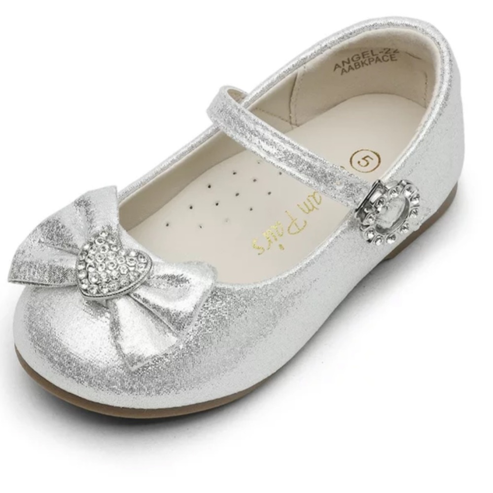 Angel Kids Silver Mary Jane Shoes
